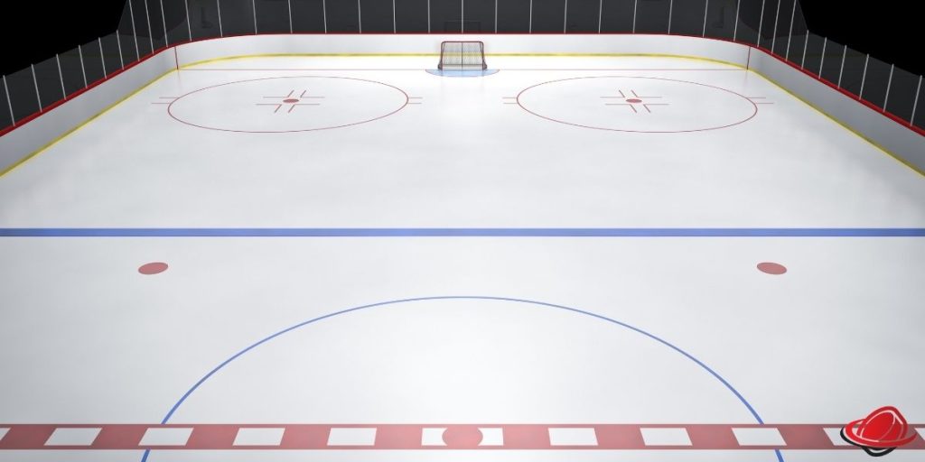 hockey ice surface from center ice